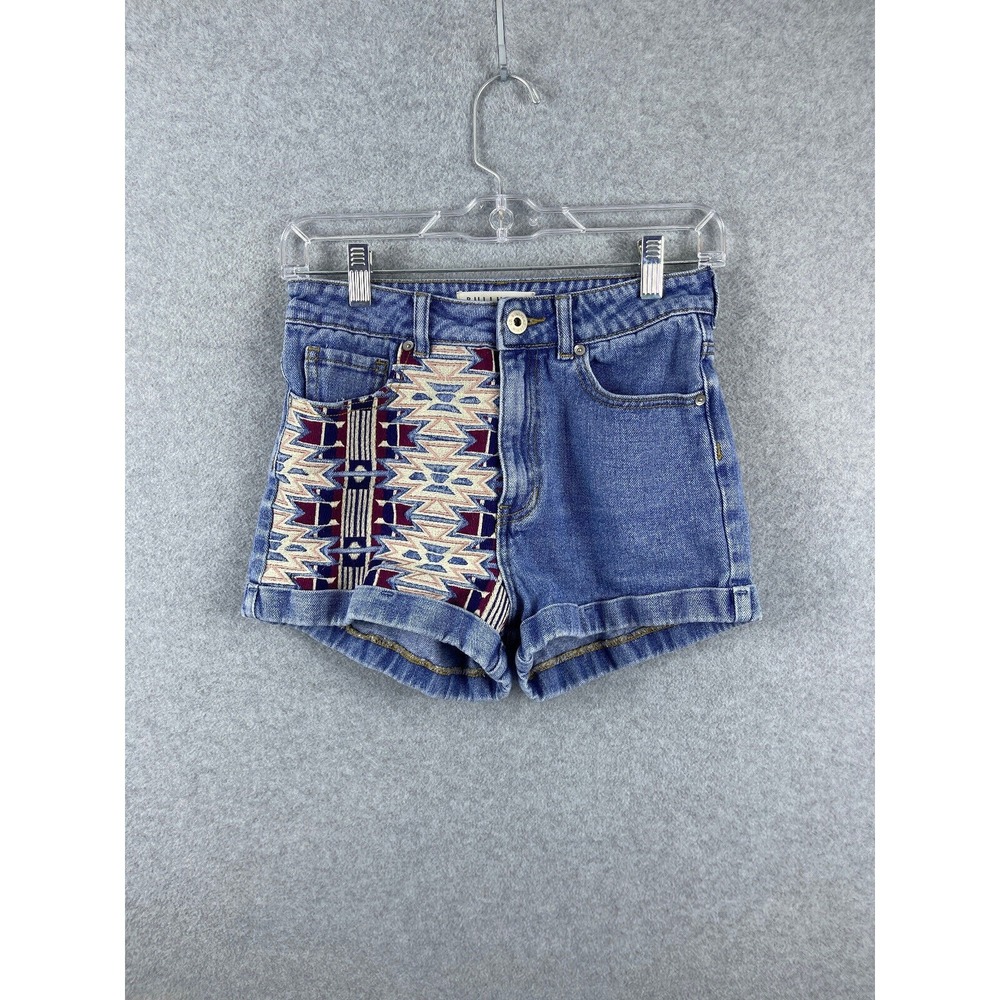 Bullhead Denim Co. Mom Shorts Womens 3 Juniors Blue Embroidered High Rise Casual - Picture 1 of 10